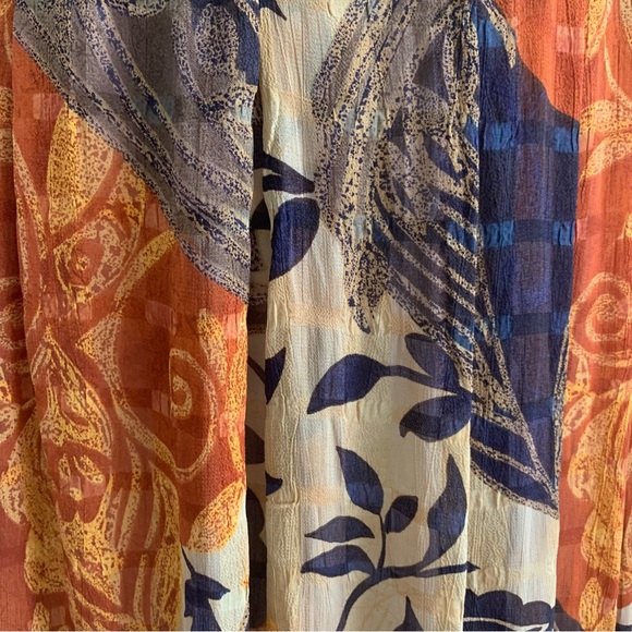 014 Libra Midi Skirt Pleated Vintage Lined Brown Orange Beige Mix Floral UK 12 - Picture 10 of 14